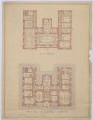 1 vue Romorantin-Lanthenay : plan du rez-de-chaussée et plan du premier étage du projet d'Hôtel de Ville de la commune, s.d. Provenance : Fonds Pierre Chauvallon.