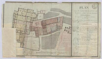 1 vue Blois : plan des Jacobins et de l'hospice civil ou Hôtel-Dieu, 21 juillet 1799. Echelle au 1/4 871e