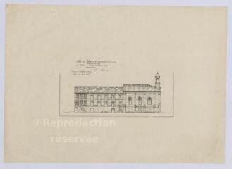 1 vue Montrichard : croquis de la façade intérieure de l'hospice de la commune, 1906