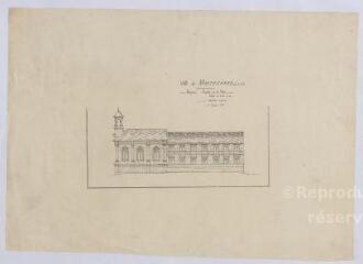 1 vue  - Montrichard : croquis de la façade sur la place de l\'hospice de la commune, 1906 (ouvre la visionneuse)