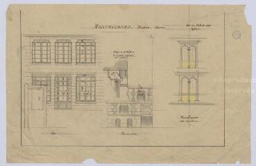 1 vue Montrichard : plan du réfectoire de l'hospice de la commune (coupe de la partie supérieure des fenêtres), s.d.