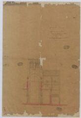 1 vue Selles-sur-Cher : plan du projet de construction de la sacristie et restauration du clocher de l'église paroissiale (coupe sur les nefs), [ca 1868]. Provenance : Fonds de l'architecte Jules de La Morandière (F 811).