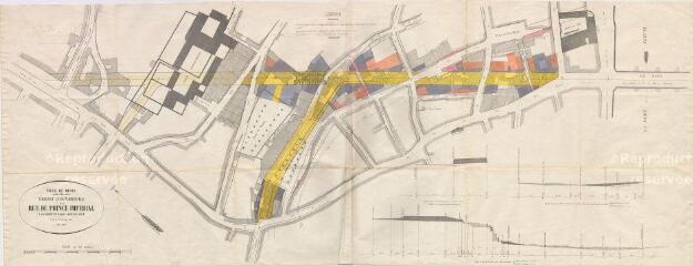 1 vue Blois : plan du tracé général de la rue du Prince impérial, 1860