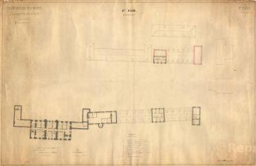 1 vue Lamotte-Beuvron : plan de la colonie pénitentiaire de Saint-Maurice (deuxième étage des bâtiments), 14 août 1875
