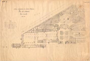 1 vue Lamotte-Beuvron : plan de la colonie pénitentiaire de Saint-Maurice (plan d'ensemble et du rez-de-chaussée), s.d. Echelle au 1/400e
