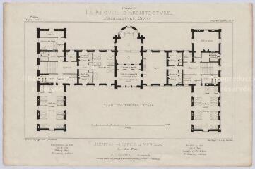 1 vue Mer : croquis de l'hospice de la commune (plan du premier étage) tiré du Recueil d'Architecture de l'Architecture civile, s.d.