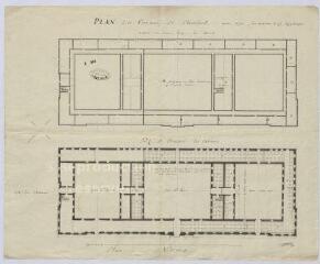 1 vue Chambord : plan des casernes de la commune (combles au premier étage et rez-de-chaussée), août 1793