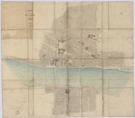 1 vue Blois : plan de la ville avec mention des routes nationales et départementales adressé au préfet, juin 1831. Echelle au 1/2 000e
