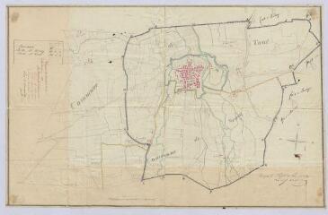 1 vue Bracieux : plan d'une partie de la commune de Neuvy et de Tour-en-Sologne prévoyant le redécoupage de la commune vu pour être annexé à la loi du 22 mai 1840. Echelle au 1/5 000e
