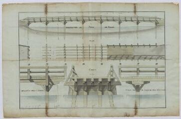 1 vue Naveil : plan et coupe du pont de la commune (élévation), s.d.
