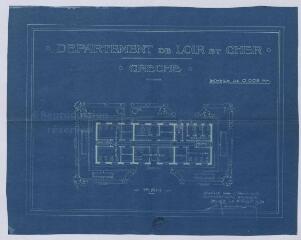 1 vue Blois : plan de la crèche de l'hôpital civil et militaire de la commune. Dressé par l'architecte départemental, le 31 juillet 1920. Echelle au 1/5 000e
