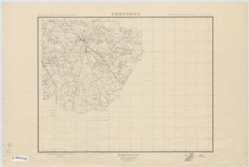 1 vue Cheverny : plan de la ville par la Délégation générale à l'équipement national ; groupement d'urbanisme du val de Loire, dressé en 1944
