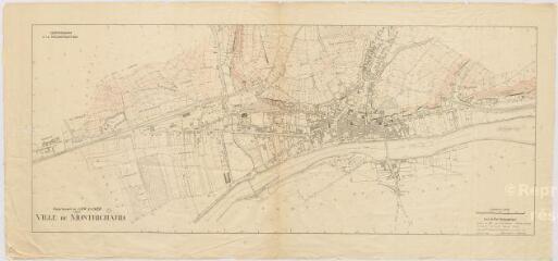 1 vue Montrichard : plan topographique de la ville par le Commissariat à la Reconstruction, dressé en 1941