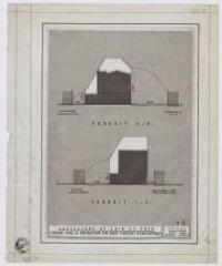 1 vue Blois : concours pour la construction d'un dépôt d'archives départementales : gabarits G.H. et I.J. Projet du concours retenu (Janus) des architectes Chalumeau et Barthélémy, juin 1960.