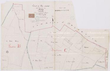 1 vue Moisy : extrait du plan cadastral de la commune. Dressé et certifié par le Directeur des contributions directes. Blois, 23 août 1884.