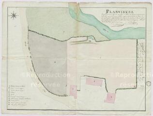 1 vue La Ferté-Imbault : plan visuel de cinq bâtiments sur le chemin de Salbris à Pierrefitte-sur-Sauldre. Dressé par l'expert soussigné. Mai 1807.