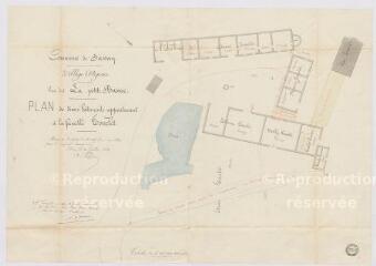 1 vue Sassay : plan des bâtiments appartenant à la famille Rourlet au lieu-dit La Petite Basme. Dressé par l'expert soussigné. 30 juillet 1884.