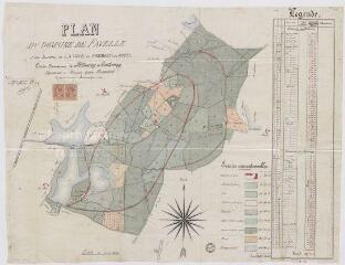 1 vue Millançay, [Romorantin-] Lanthenay: plan du domaine de Favelle et des locatures de La Voye, du Trémeau et Rotis, appartenant à Aristide Normant. 3 septembre 1891.