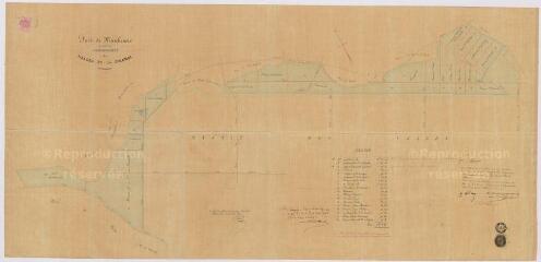 1 vue Marchenoir : plan parcellaire de la Forêt de Marchenoir et du massif des Usages. Tableau présentant la surface détenue par les différents propriétaires. 30 mars 1839.