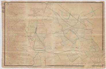 1 vue Mur-de-Sologne : plan de terres situées sur la commune de Mur-de-Sologne, à savoir La Grande Goutaudière, Le Grand Meflet, et la Petite Goutaudière. 1861.