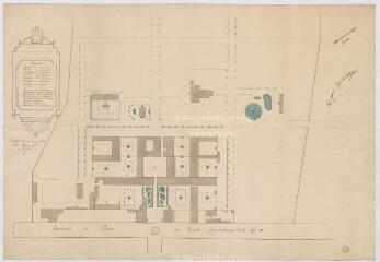 1 vue Blois : maison de santé départementale : plan d'ensemble, par E. Lefort, février 1923, échelle 0,002 pour 1 m. Provenance : 3 H Dépôt