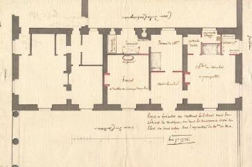 1 vue MENARS.- Château : plan de détail d'un projet de nouvelle salle de bain ; 1771 ; échelle graphique