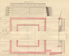 1 vue MENARS.- Jardin : élévation, plan de détail, coupe d'un bastion ; 1775 ; échelle graphique