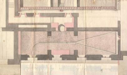 5 vues MENARS.- Château : plan de détail des souterrains des billards ; 1773 ; échelle sur 6 toises