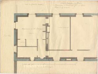 ouvrir dans la visionneuse : MENARS.- Château : plan de détail de la conciergerie avec les appartements pour Desnoyer ; 1774 ; échelle graphique