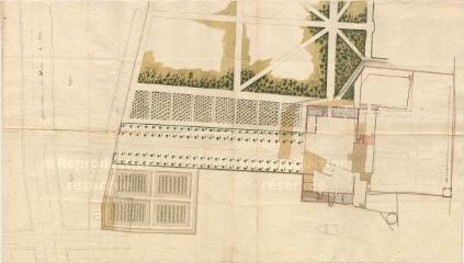 ouvrir dans la visionneuse : MENARS.- Domaine : plan de détail d'un projet pour Cour-sur-Loire pour agrandir le château ; 1776 ; échelle graphique