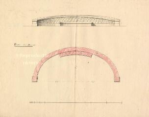 1 vue MENARS.- Jardin : élévation, plan de détail d'un projet de banc pour le Désert ; 1775 ; échelle graphique