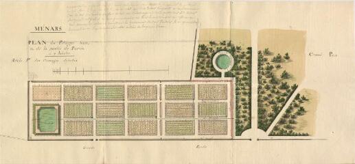 1 vue MENARS.- Jardin : plan d'ensemble du potager et de sa nouvelle partie ; 1775 ; échelle graphique