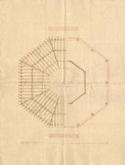 1 vue MENARS - Jardin : plan de détail, coupe de la charpente d'un cabinet chinois ; sd ; échelle graphique