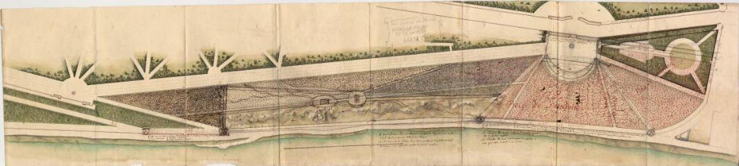 1 vue MENARS.- Jardin : plan de détail pour l'aménagement d'une partie des jardins autour du Désert ; 1772 ; échelle graphique