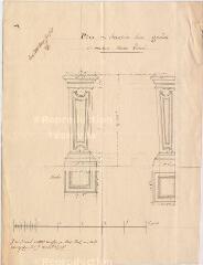 1 vue MENARS.- Château : élévations de face et de profil d'une gaine en marbre ; 1775 ; échelle de 6 pieds ; annoté