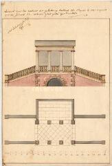 1 vue MENARS - Jardin : élévation, plan de détail d'un temple dans les jardins de Hagley (Worcestershire) ; 1775 ; échelle graphique ; annoté de la main du marquis de Marigny