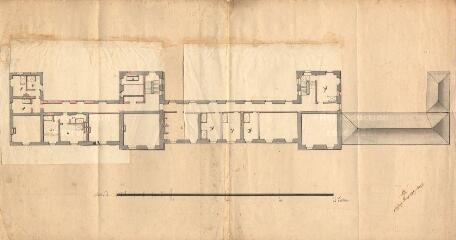 3 vues  - MENARS.- Château : plan de détail du bâtiment principal et de ses différents étages ; sd ; échelle de 24 Toises (ouvre la visionneuse)