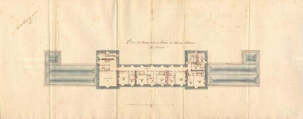 1 vue MENARS.- Château : plan de détail des mansardes du bâtiment principal, côté de la cour ; sd ; échelle graphique