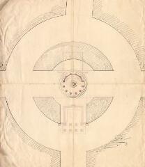 1 vue MENARS.- Jardin : plan de détail d'un projet de temple de Vénus ; 1768