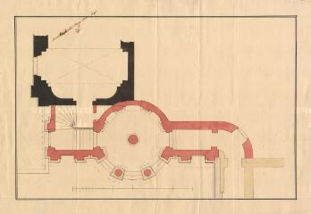 1 vue MENARS.- Château : plan de détail du projet de raccordement entre l'orangerie et le château ; sd ; échelle graphique