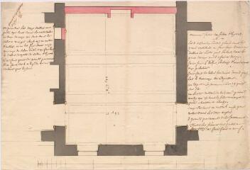 1 vue MENARS.- Château : plan de détail pour l'aménagement du salon d'hiver ; 1771 ; échelle graphique ; annoté de la main du marquis de Marigny