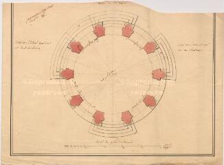 1 vue MENARS.- Jardin : plan de détail d'un pavillon pour le Rond de Cour ; 1771 ; échelle graphique
