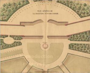 1 vue MENARS.- Jardin : plan de situation d'un projet de belvédère du Rond de Cour ; 1771 ; échelle de 10 toises