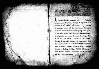 587 vues Registre d'état civil. microfilm des registres des baptêmes, mariages, sépultures. (1760-1792) : microfilm des registres des naissances, mariages, décès. (1793-1807)