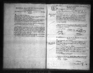 583 vues  - Registre d\'état civil. microfilm des registres des naissances, mariages, décès. (vendémiaire an XI-1836) (ouvre la visionneuse)
