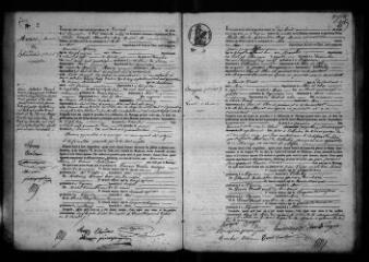 597 vues  - Registre d\'état civil. microfilm des registres des naissances, mariages, décès (1843-mars 1850). (ouvre la visionneuse)