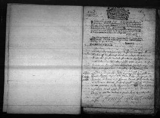 586 vues  - Registre d\'état civil. microfilm des registres des baptêmes, mariages, sépultures. (1713-1756) (ouvre la visionneuse)