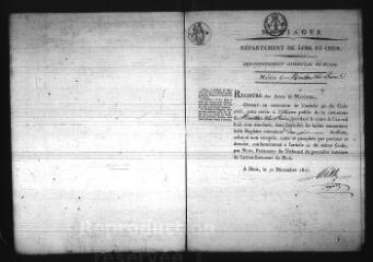 589 vues  - Registre d\'état civil. microfilm des registres des naissances, mariages, décès. (1818-mars 1852) (ouvre la visionneuse)