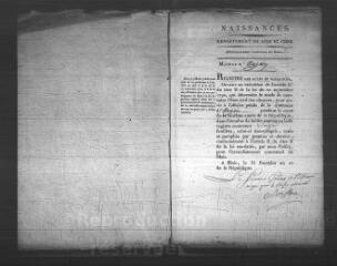 601 vues Registre d'état civil. microfilm des registres des naissances, mariages, décès. (vendémiaire an XI-décembre 1814)