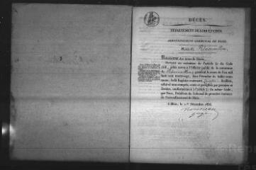 529 vues Registre d'état civil. microfilm des registres des naissances, mariages, décès. (1837-1859). microfilm des tables décennales. (1793-1862)